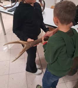 Bambini con palco di cervo