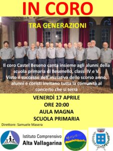 Locandina concerto "In coro tra generazioni"